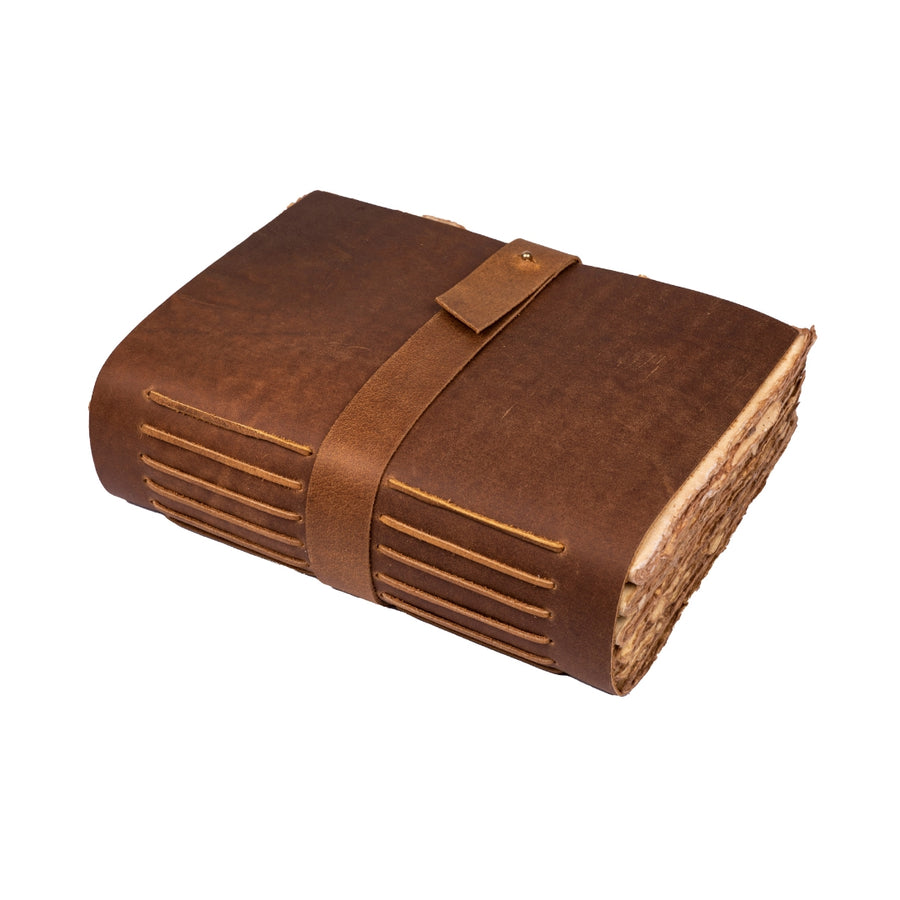 Leather Village brown deckle edge journal