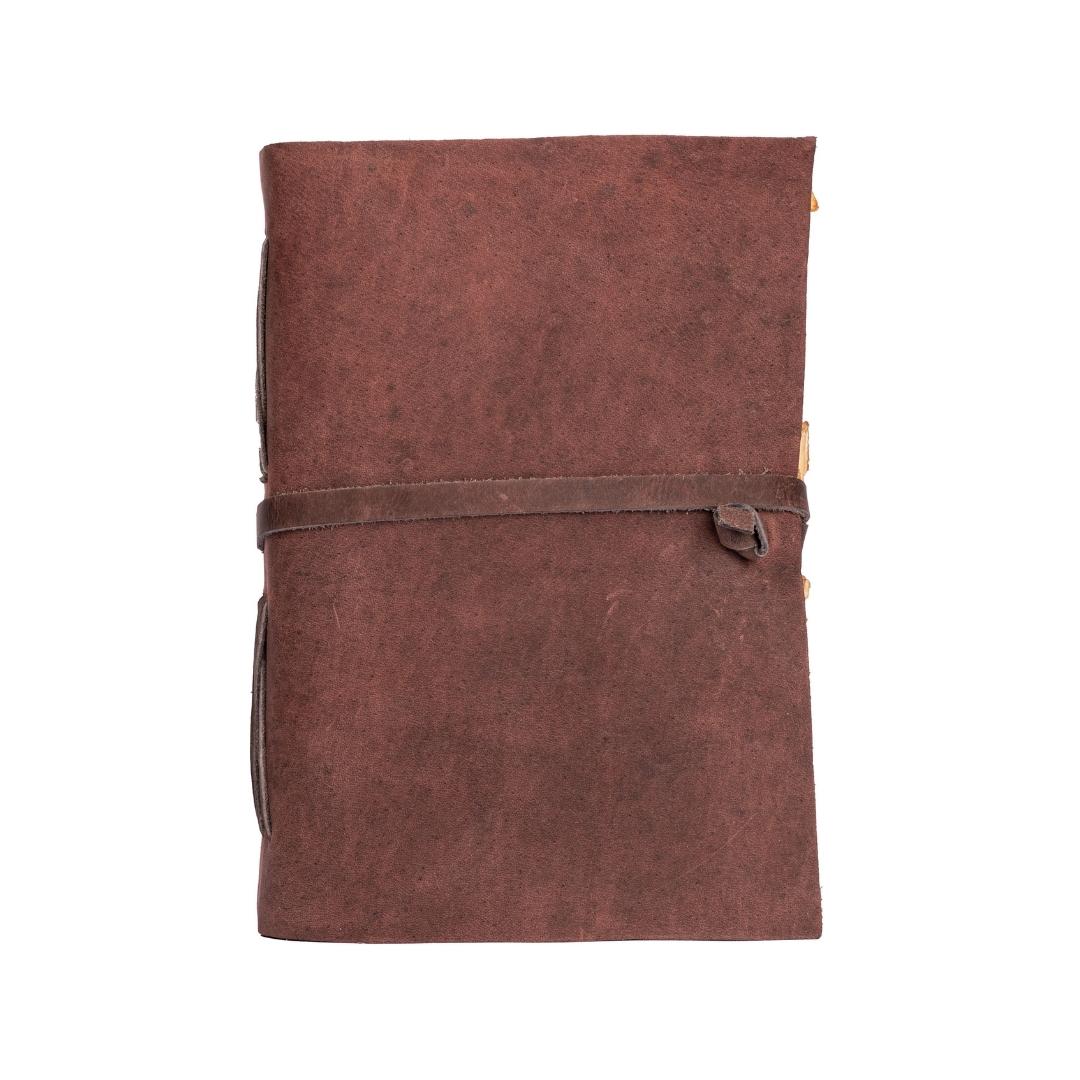 Leather Village fuchsia antique leather bound notebook vintage pages