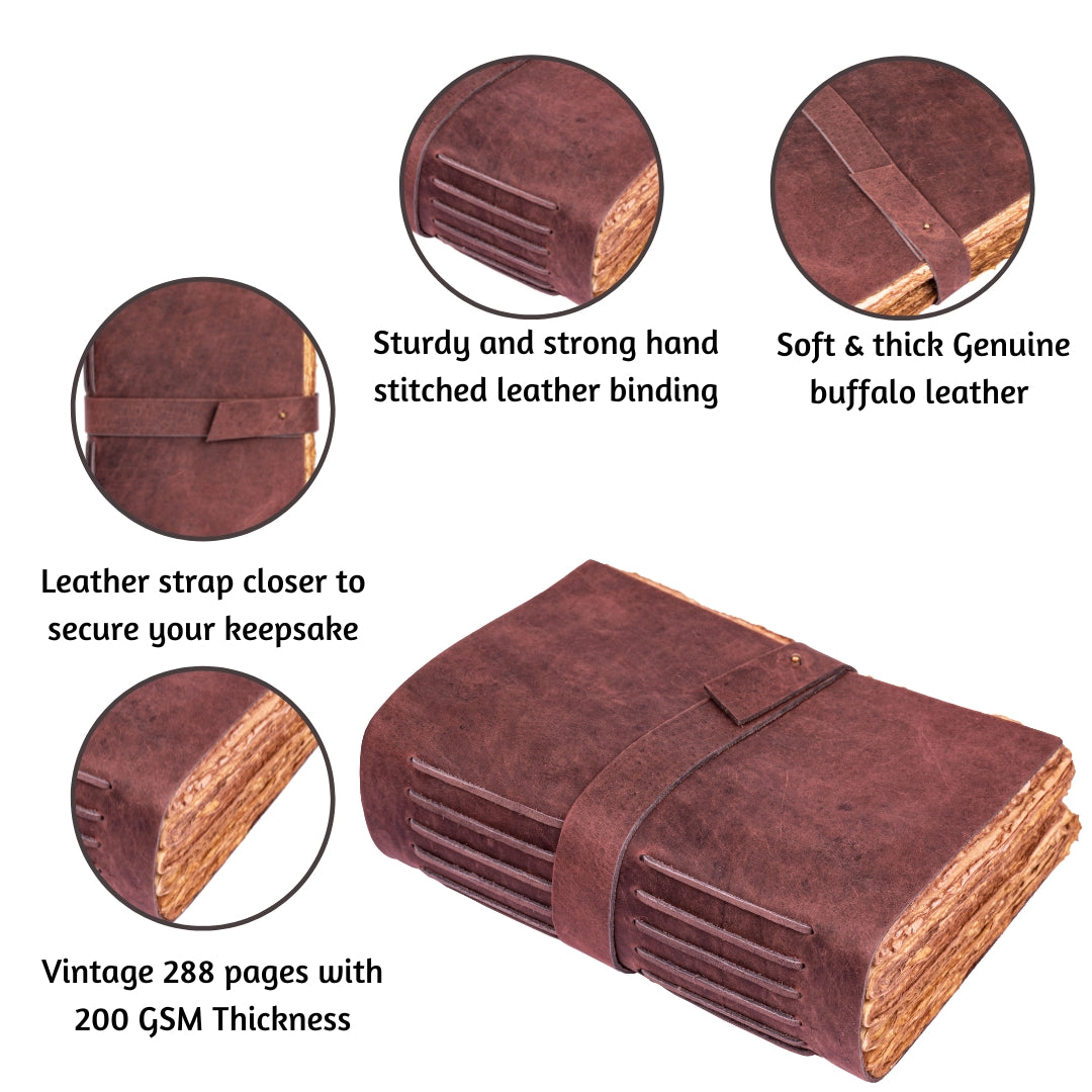 Leather Village fuchsia deckle edge journal descriptions