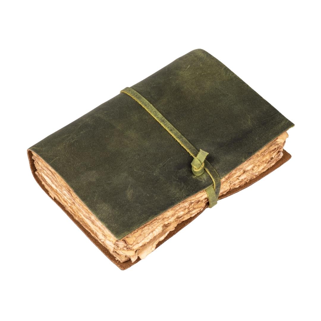 Leather Village fuchsia antique handmade leather bound journal 