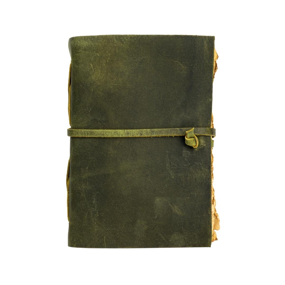 Leather Village fuchsia antique leather bound diary with strap