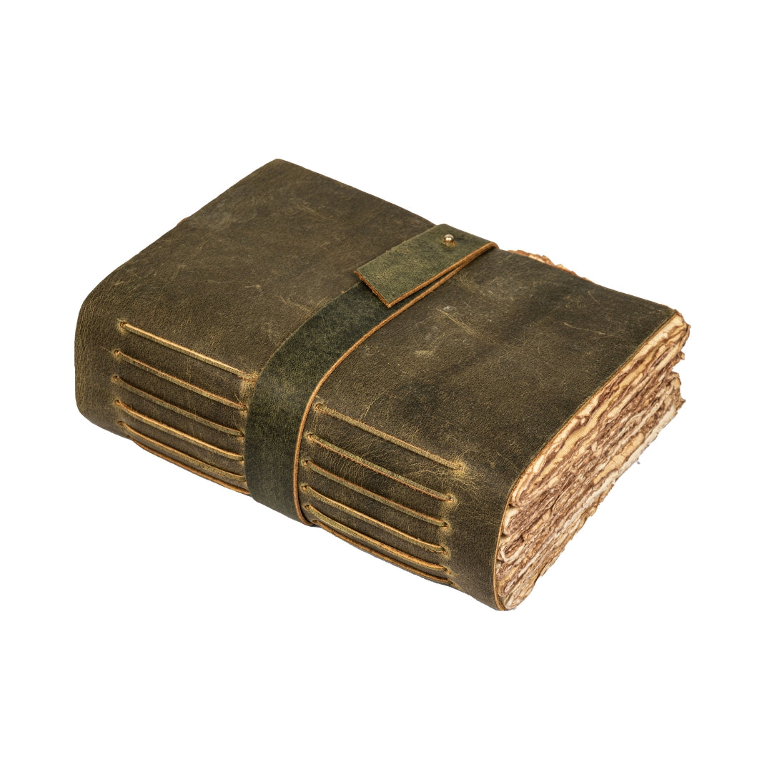 Leather Village green deckle edge journal