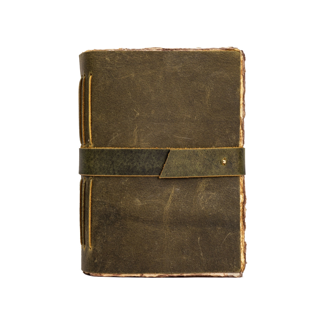 Leather Village green deckle edge notebook