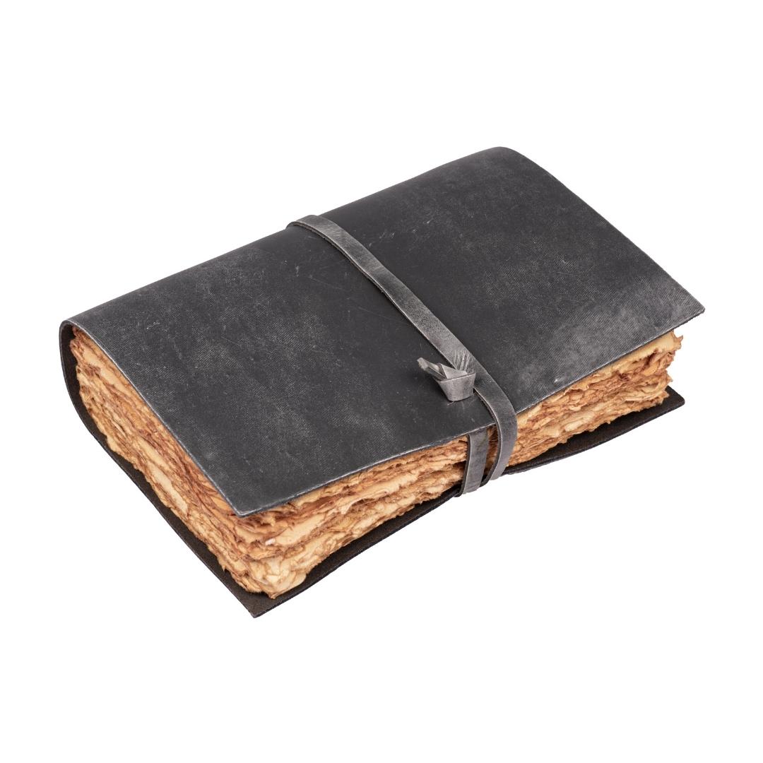 Leather Village grey antique leather bound journal with strap