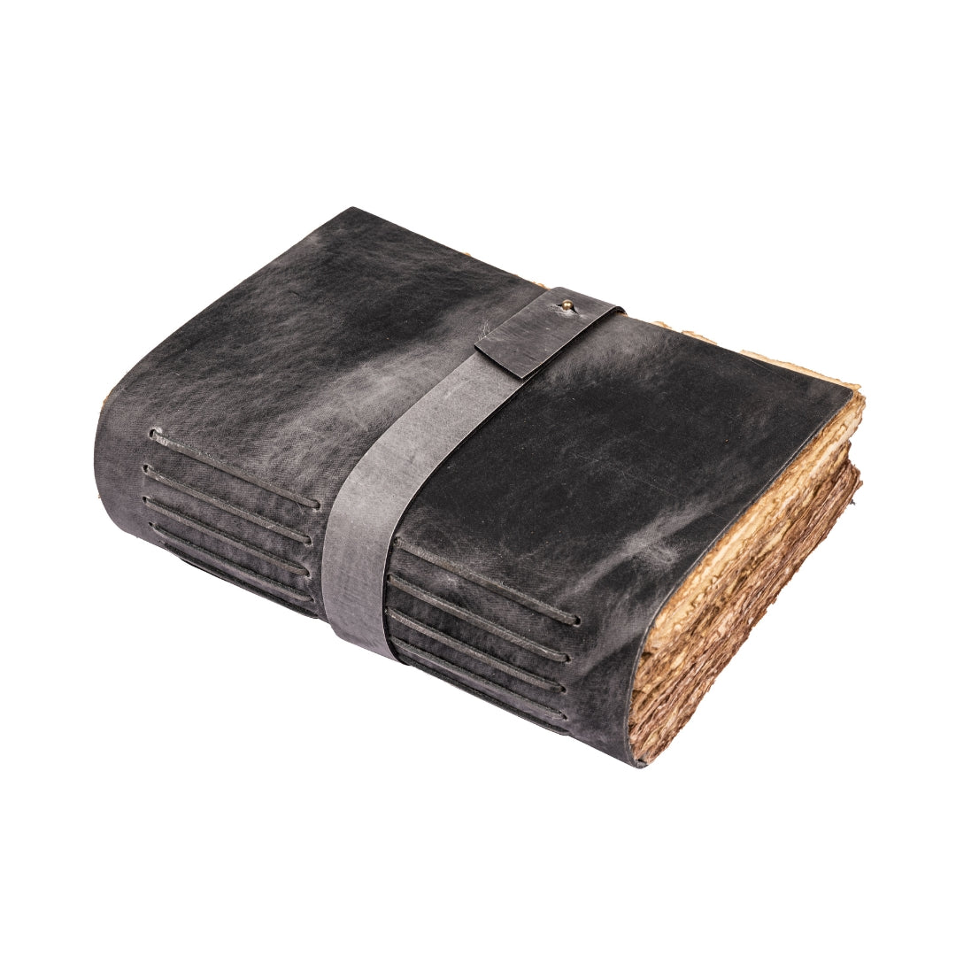 Leather Village grey deckle edge journal