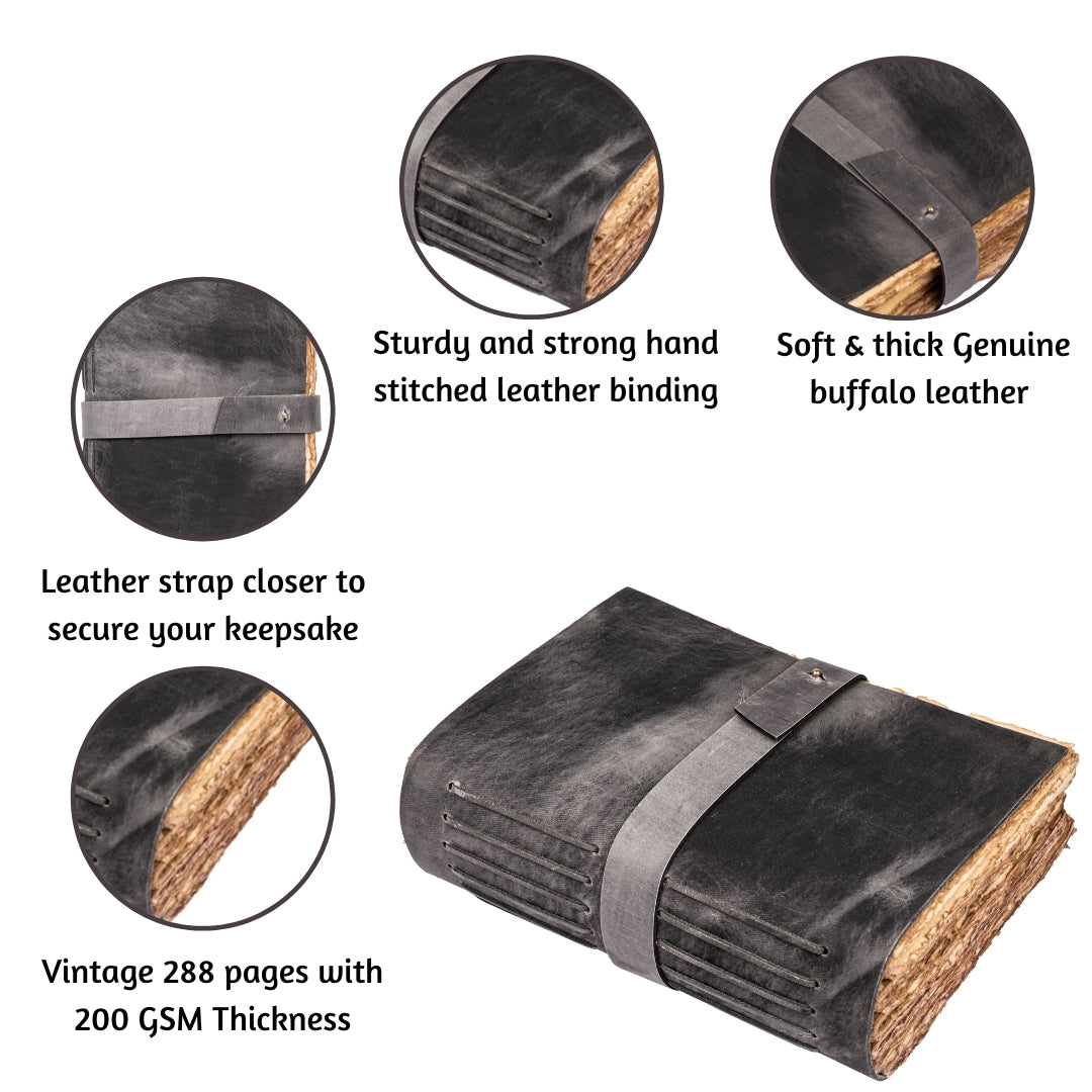 Leather Village grey deckle edge journal description