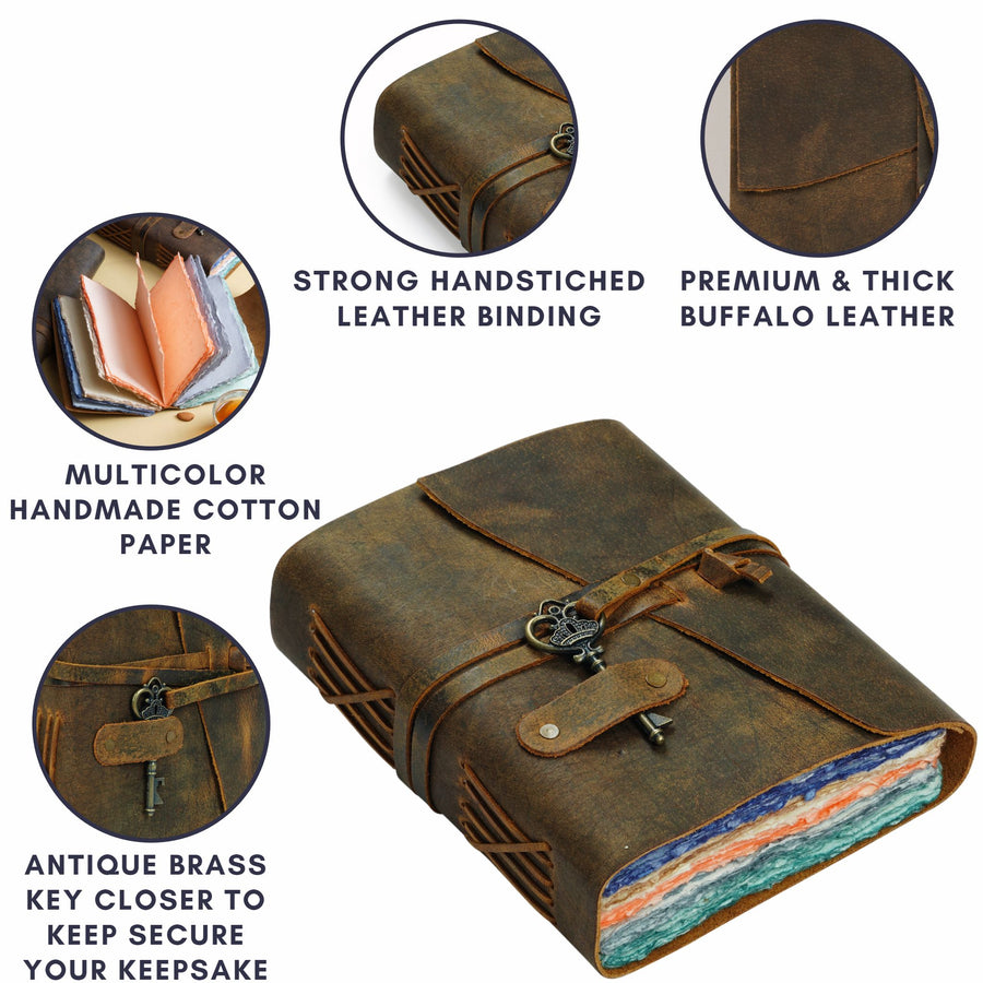 Embossed Vintage Leather-Bound Sketchbook – theleatherjournalstore