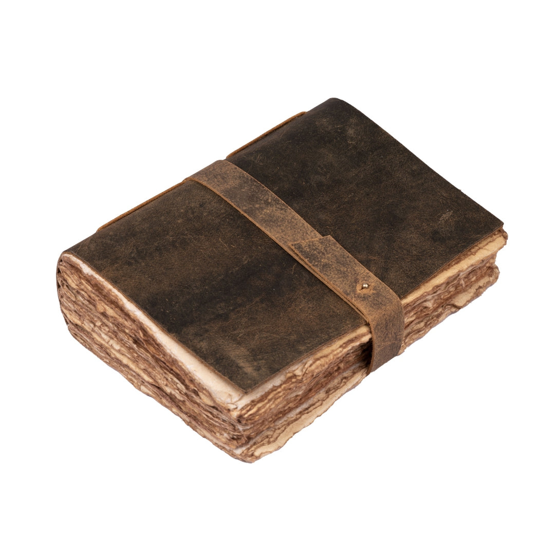 Leather Village cappuccino handmade brown deckle edge journal