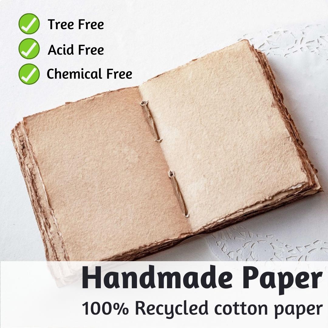 Leather Village cappuccino brown vintage deckle edge journal paper