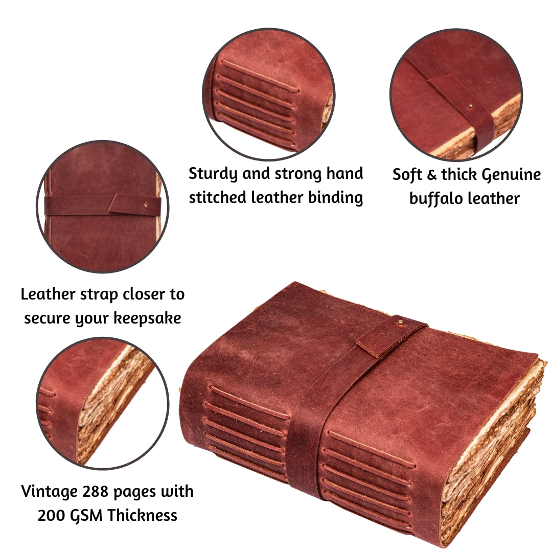 Leather Village red deckle edge journal features