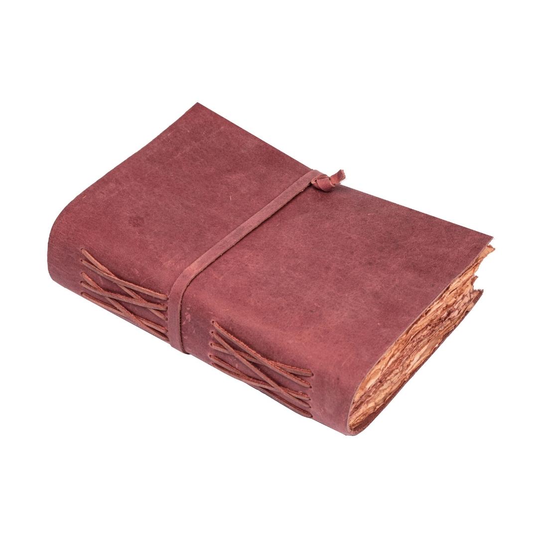 Leather Village red antique leather bound journal with strap