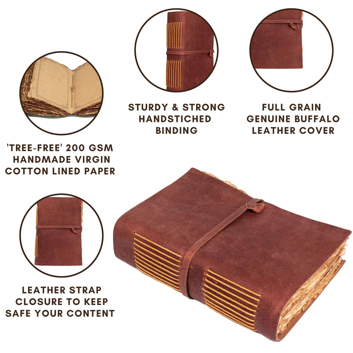 Leather Village red brown colour leather journal features 