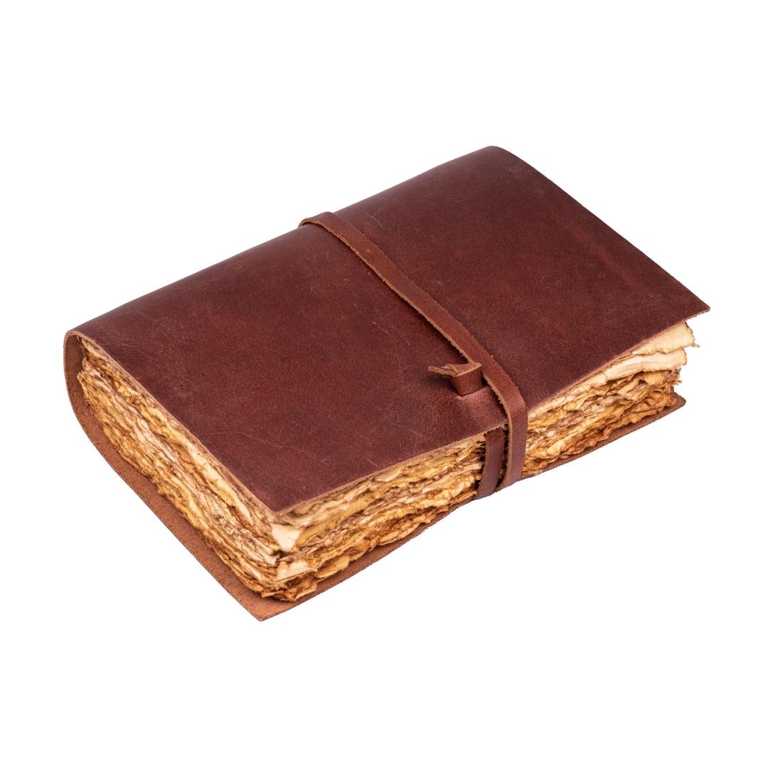 Leather Village red brown antique leather bound journal with strap