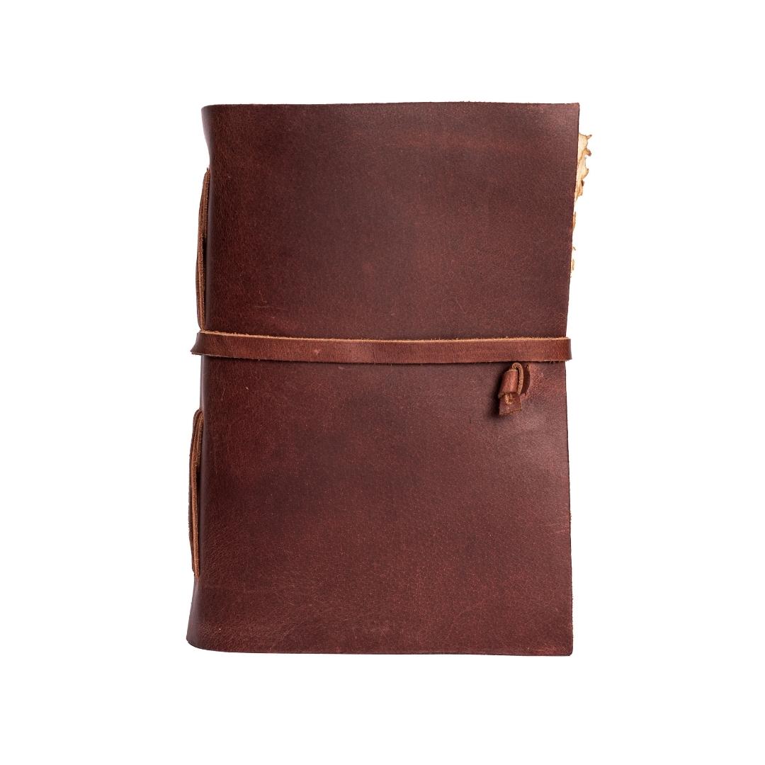 Leather Village red brown antique leather bound diary with strap