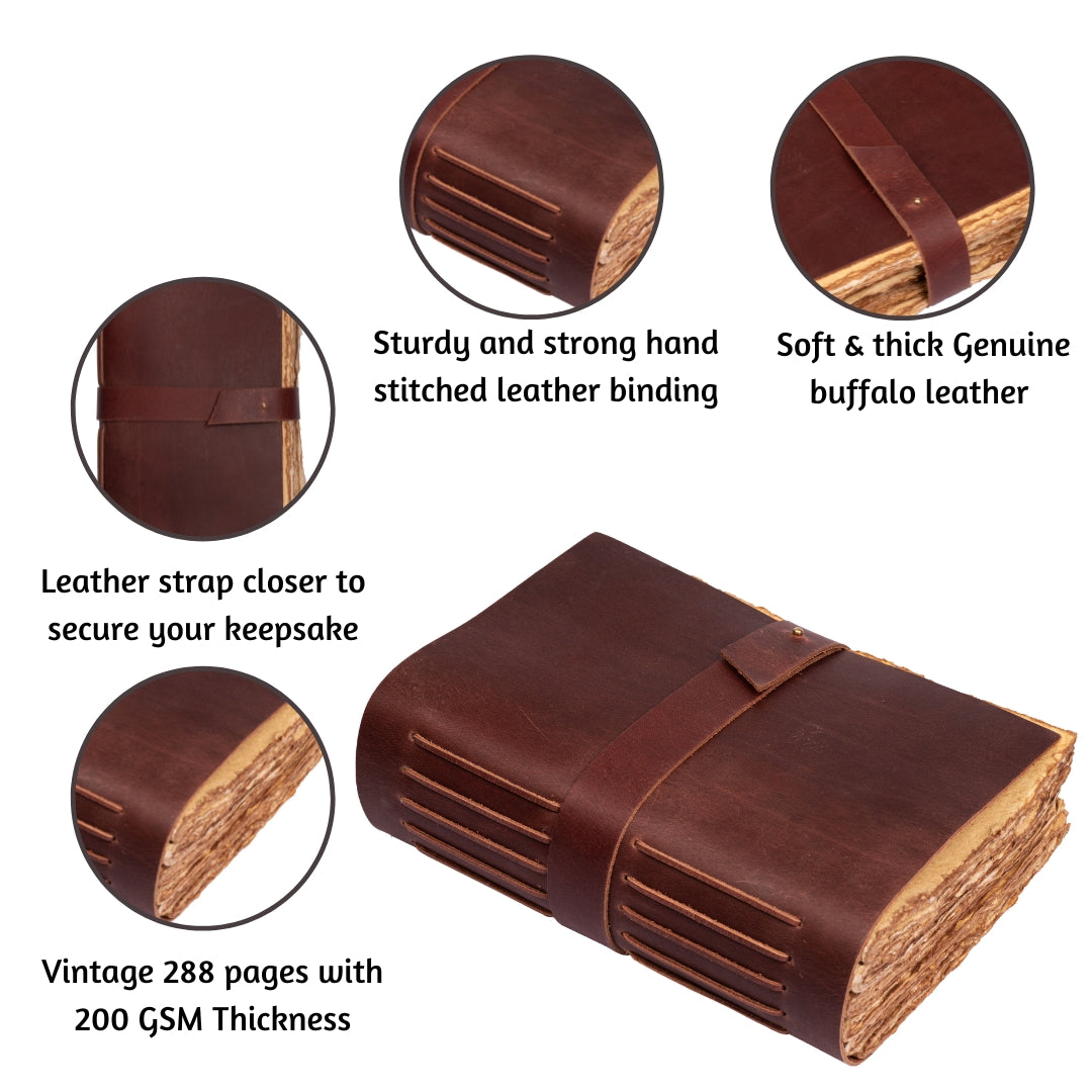 Leather Village rust deckle edge notebook description