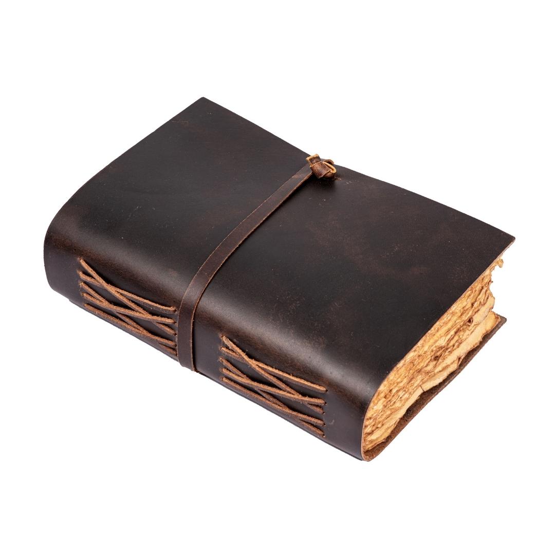 Leather Village chocolate brown leather bound journal