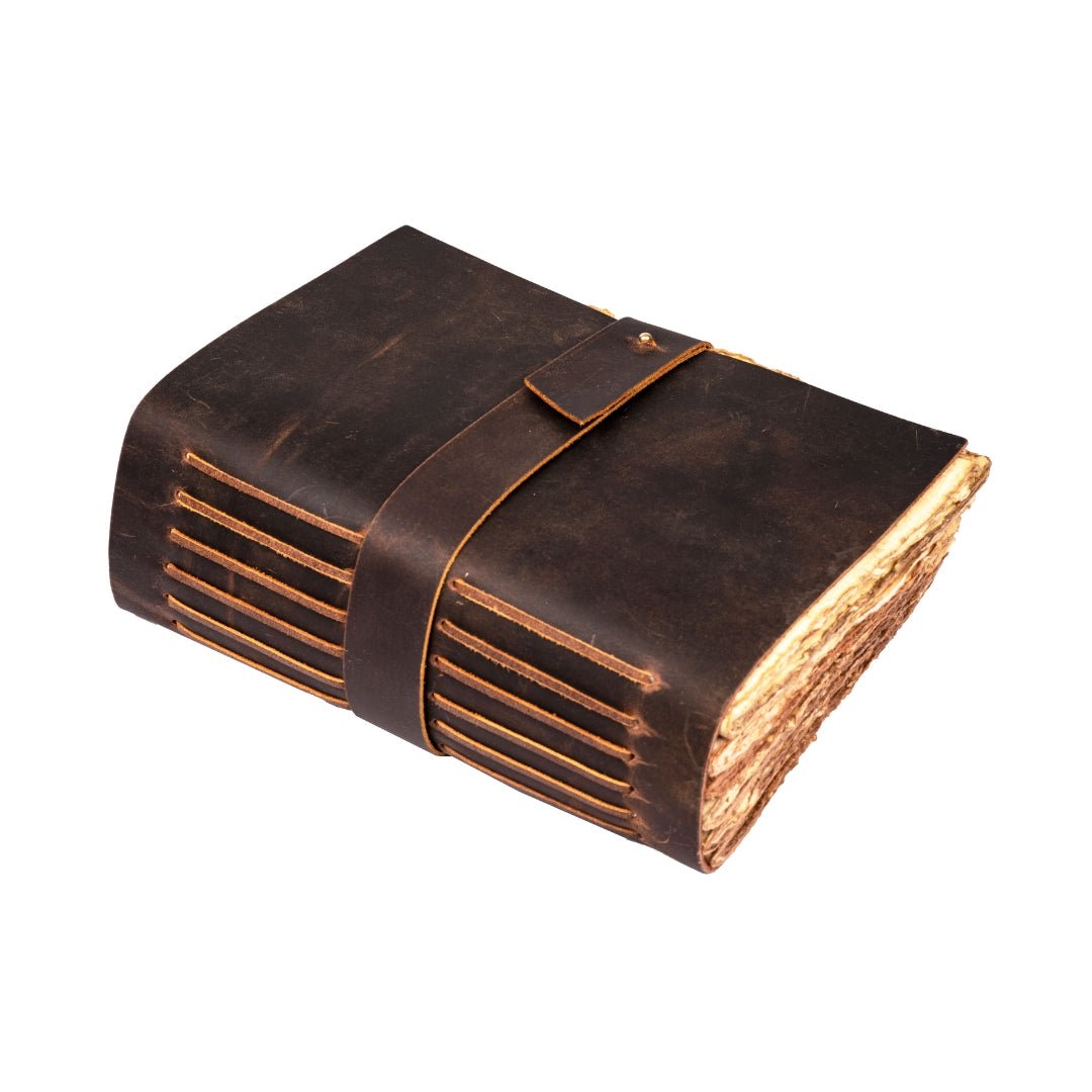 Leather Village dark brown deckle edge journal