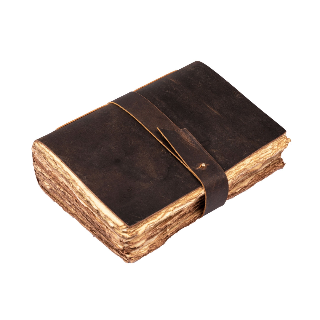 Leather Village dark brown deckle edge diary