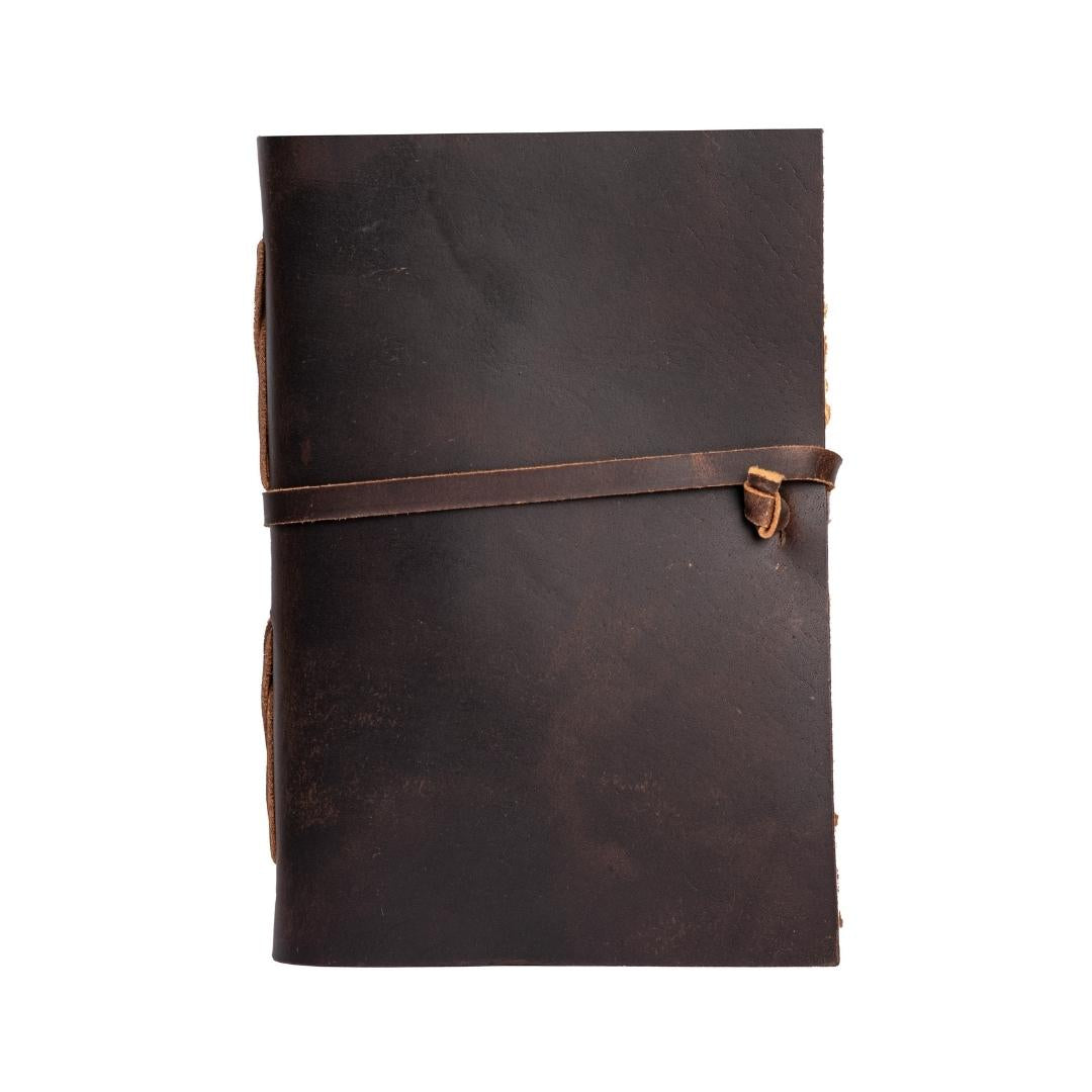 Leather Village chocolate brown handmade leather bound diary
