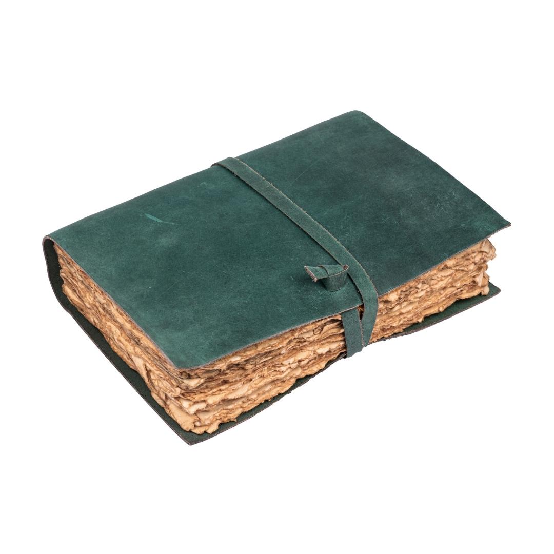Leather Village turquoise antique leather bound journal with strap