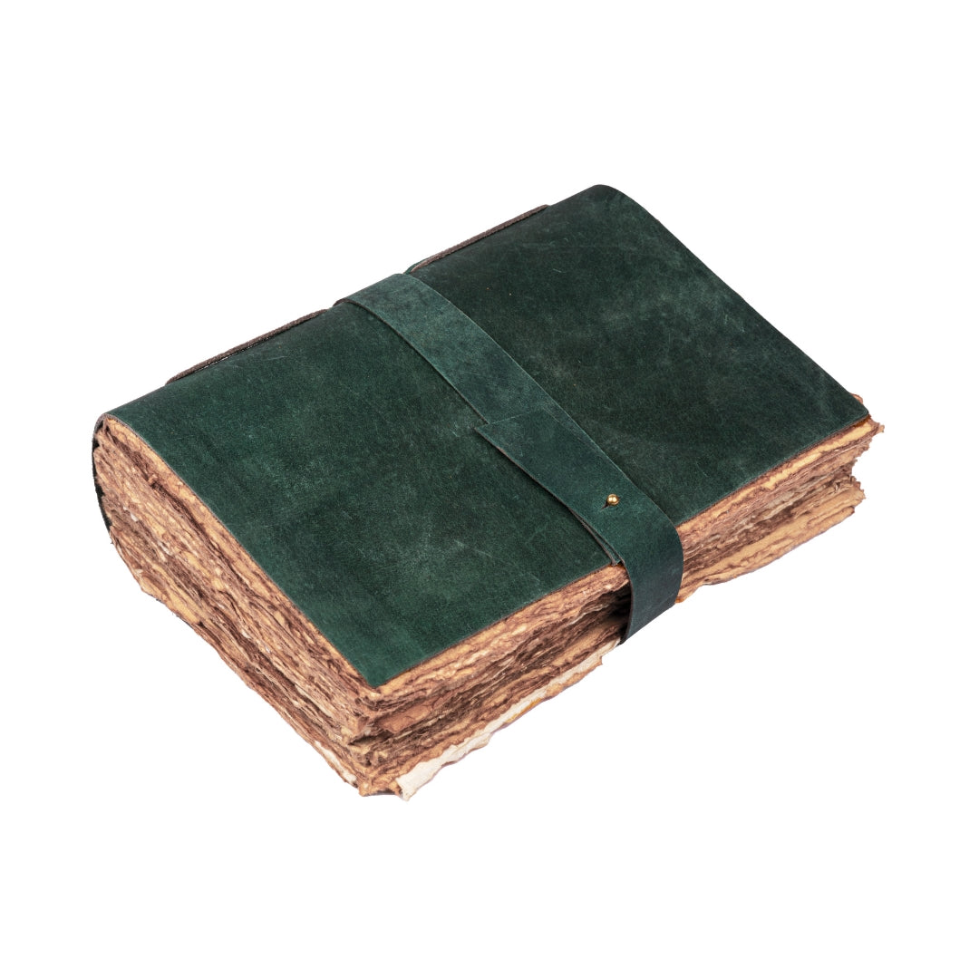 Leather Village turquoise handmade deckle edge journal with strap