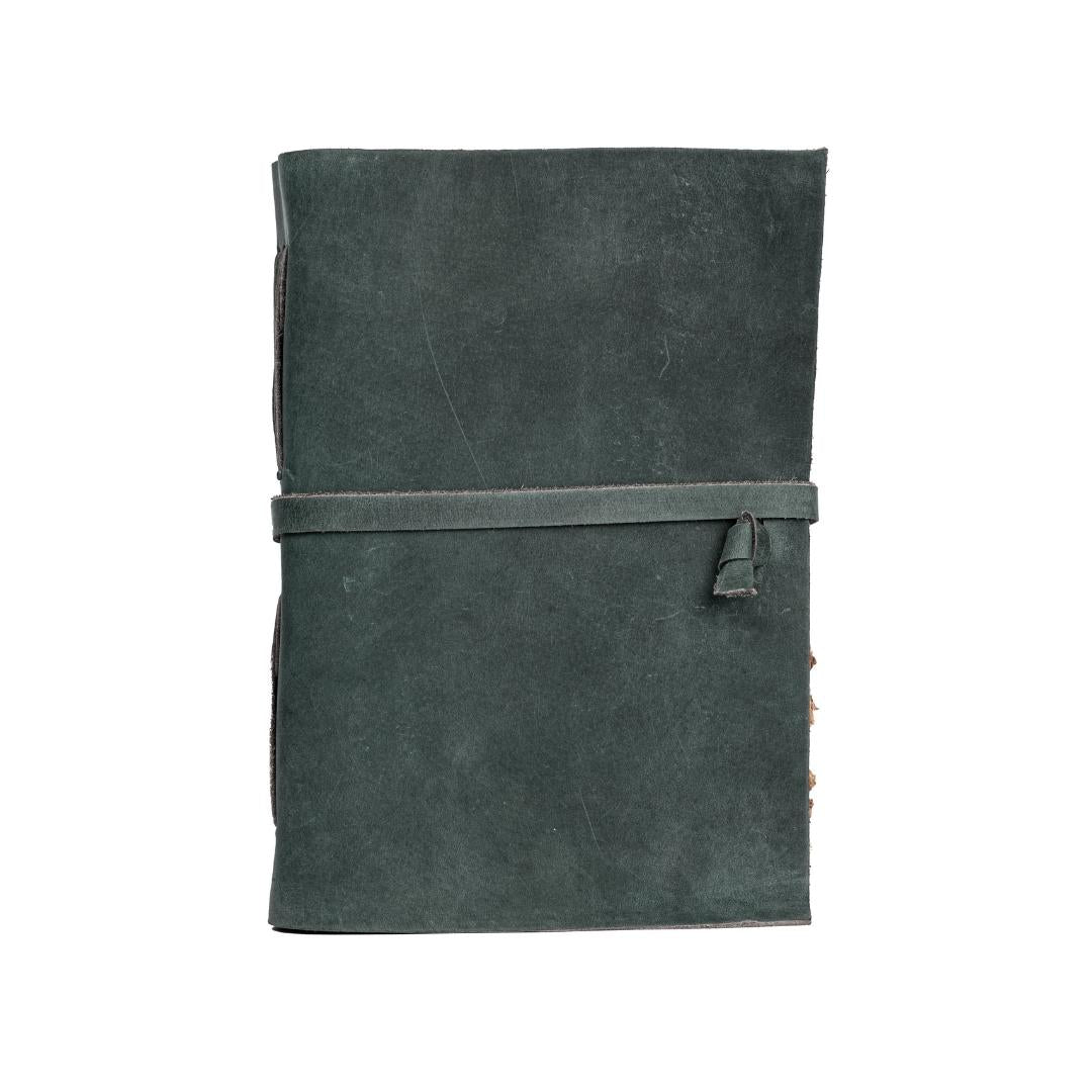 Leather Village aqua antique handmade leather bound notebook