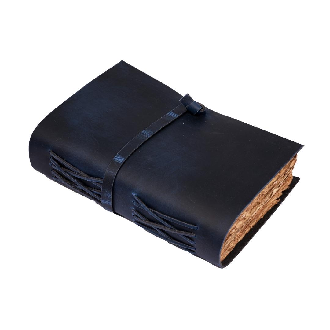Leather Village blue antique leather bound journal with strap