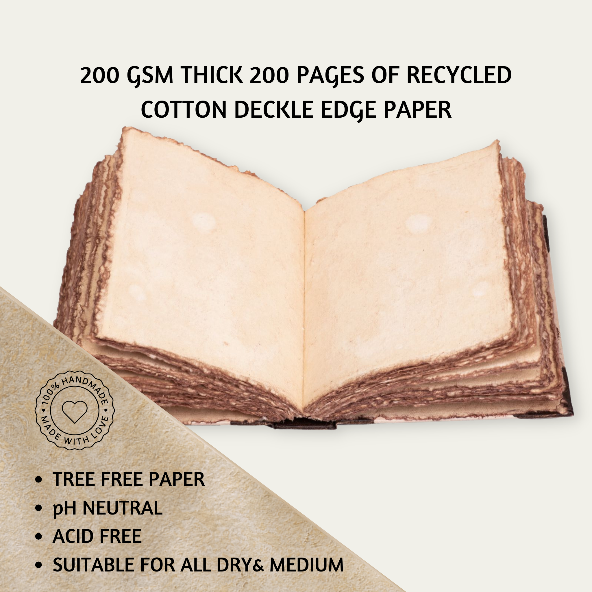 VINTAGE JOURNAL - HANDMADE ANTIQUE DECKLE EDGES PAPER