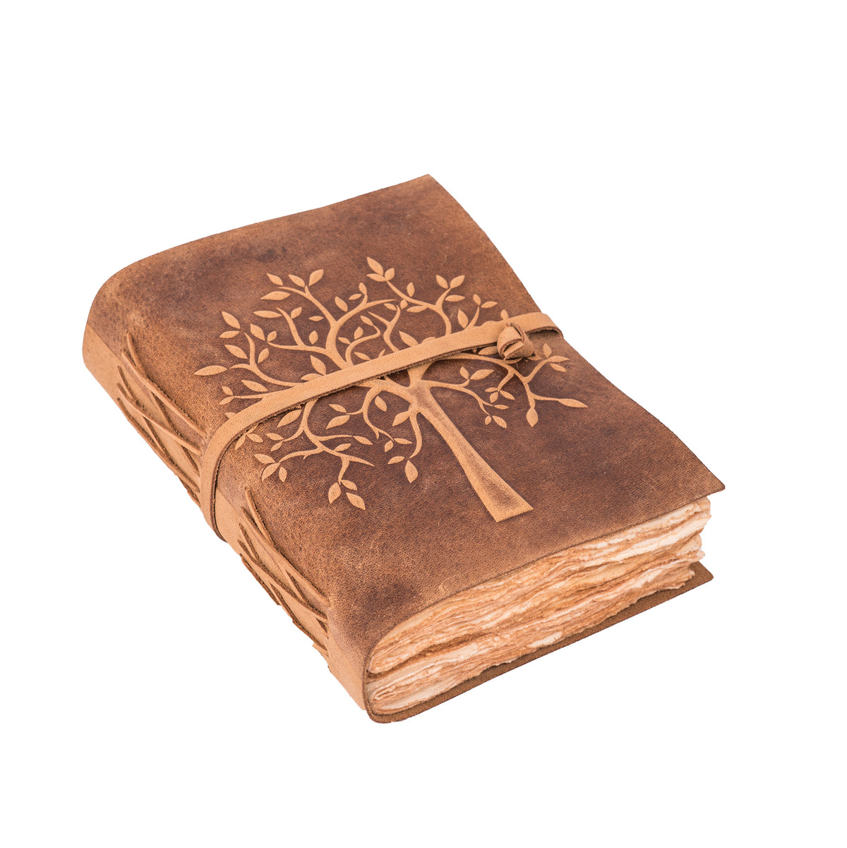 Walnut Brown - Tree of Life Leather Journal- Leather Village 